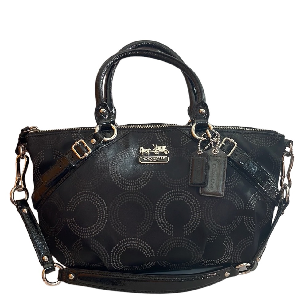 Coach Black Madison Circle OP Art Sophia Shoulder Bag No.H1093-15935